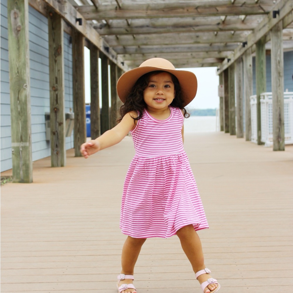 2T Pink Striped Kids Dress